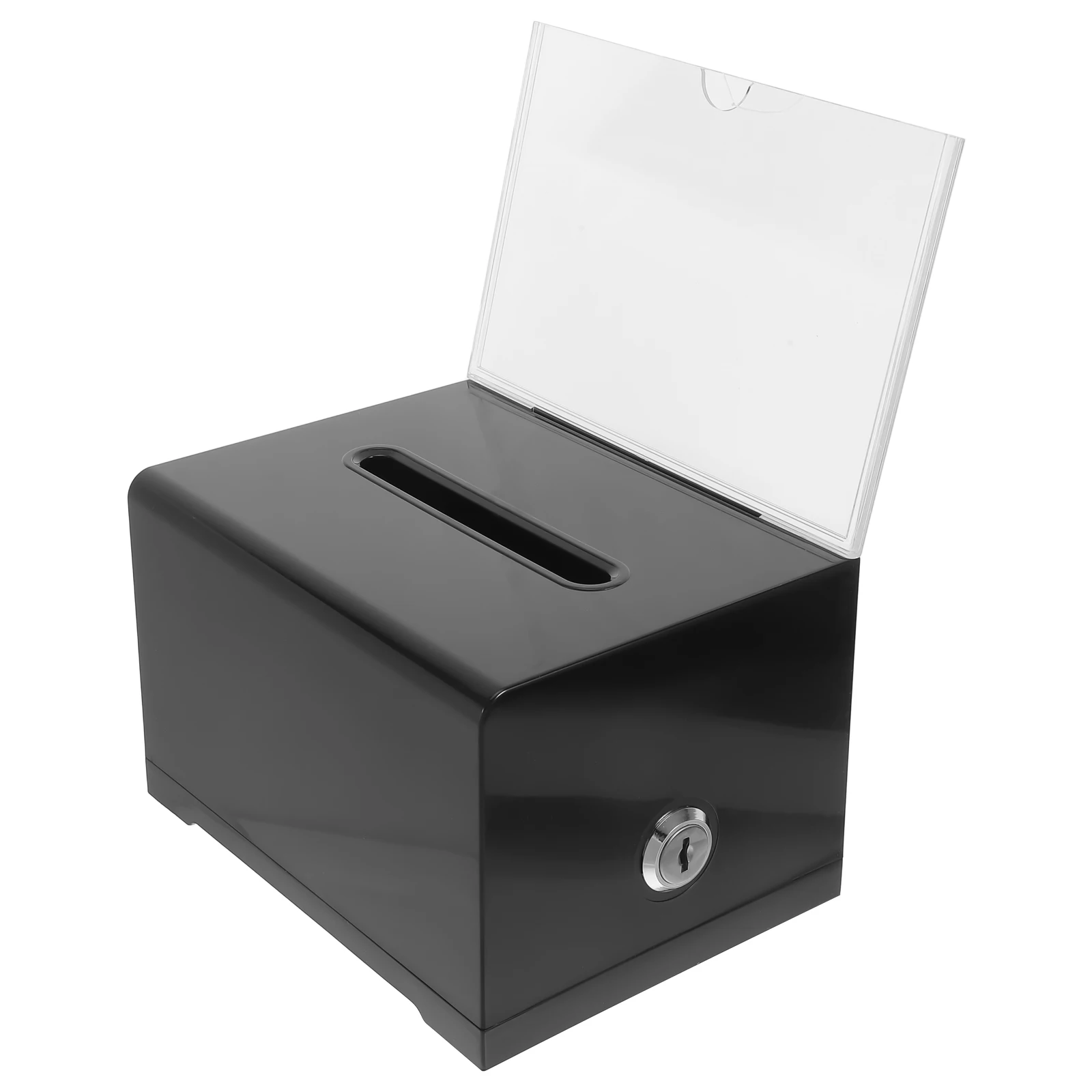 Caixa de doação com tampa transparente, cédula acrílica para eleições voadoras, organizador de armazenamento de cartão de visita, caixa de sugestão de eventos para coleta de fundos