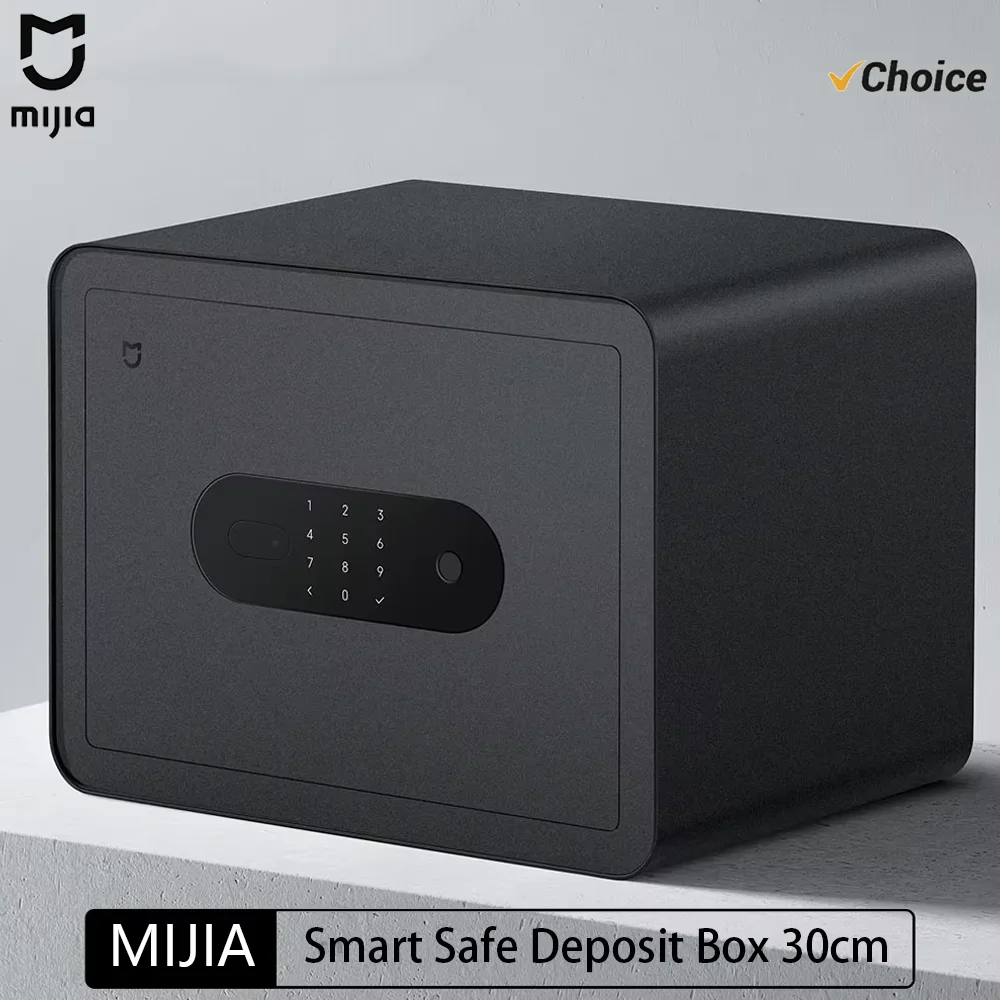 New MIJIA Smart Safe Deposit Box Fingerprint Unlock Work with Mijia App 65Mn Anti-Drilling Steel Plate Vibration Warning