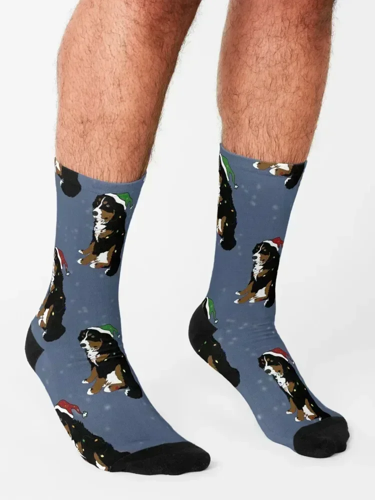 Christmas Holiday Bernese Mountain Dog Pattern Socks gifts basketball warm winter anime Socks Men Women's