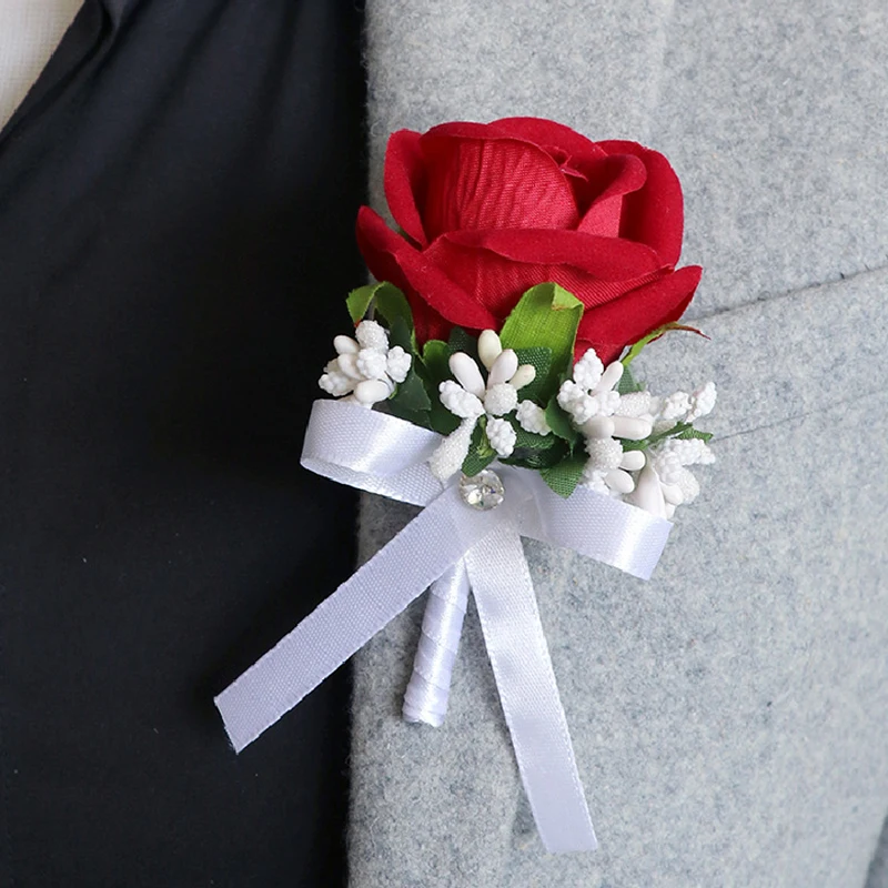 Juego de ramillete y ojal de muñeca para novio, padrinos de boda, novia, damas de honor, accesorios de flores para boda, decoraciones para traje de fiesta de graduación, 2 uds.