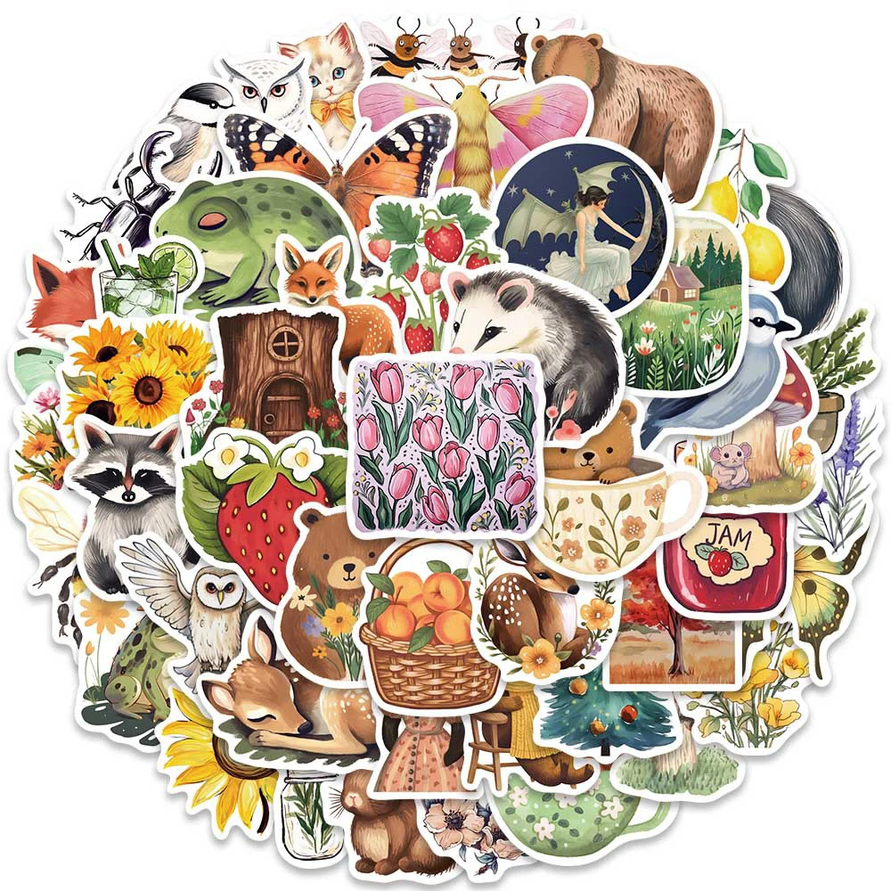 10/30/50 Stuks Leuke Magische Bos Dier Plant Graffiti Stickers Cartoon Decals Voor Scrapbook Laptop Gitaar vintage Sticker Voor Gift