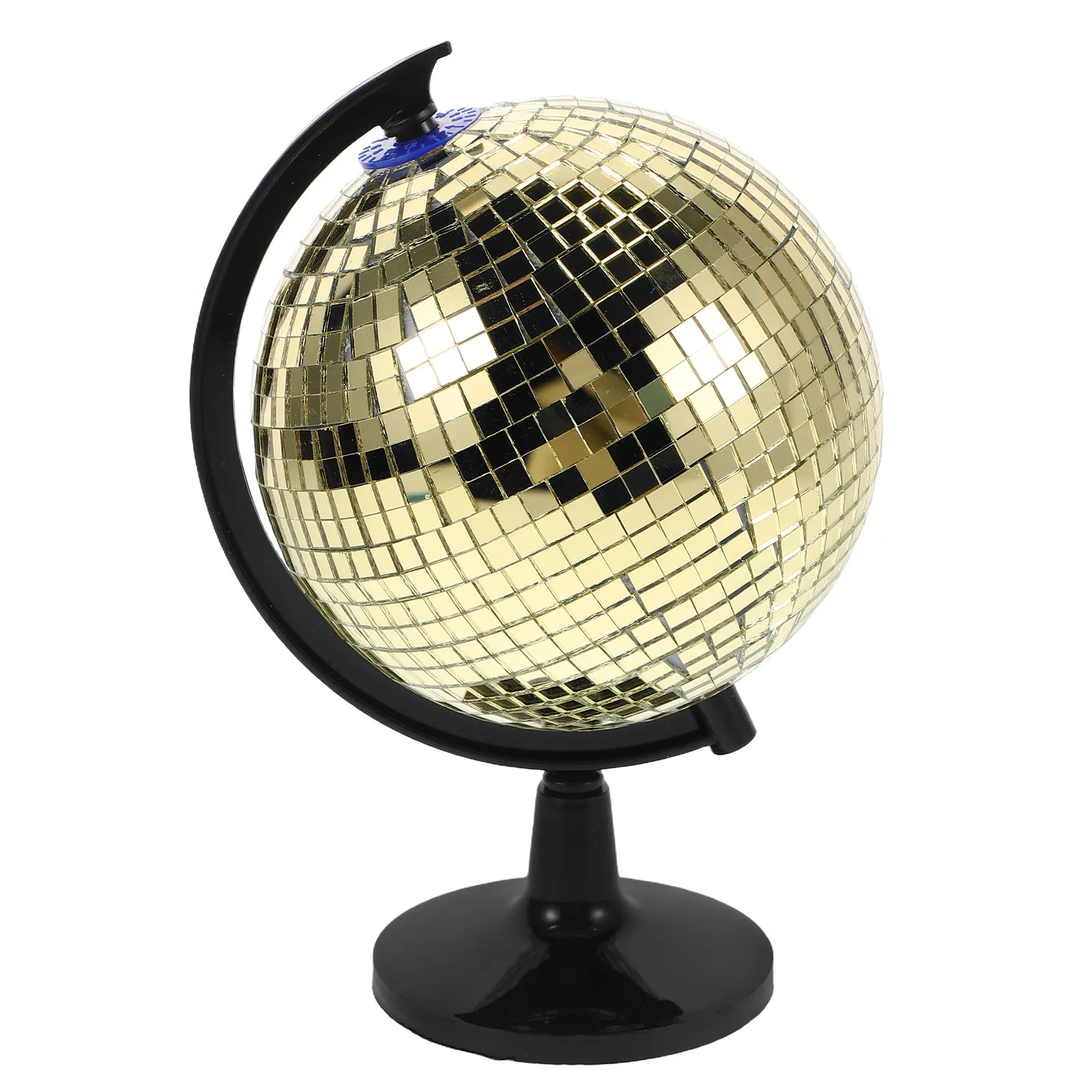 Golden Rotating Disco Ball Globe Reflective Mirror Ball Office Desk Party Events Decoration Home Decor Stylish Flare Effect