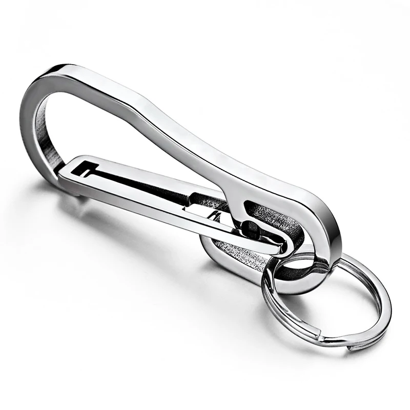 5Pcs 야외 스테인레스 스틸 열쇠 고리 자기 방어 전술 열쇠 고리 안티-분실 키 체인 Carabiners EDC 교수형 버클 퀵 드로우