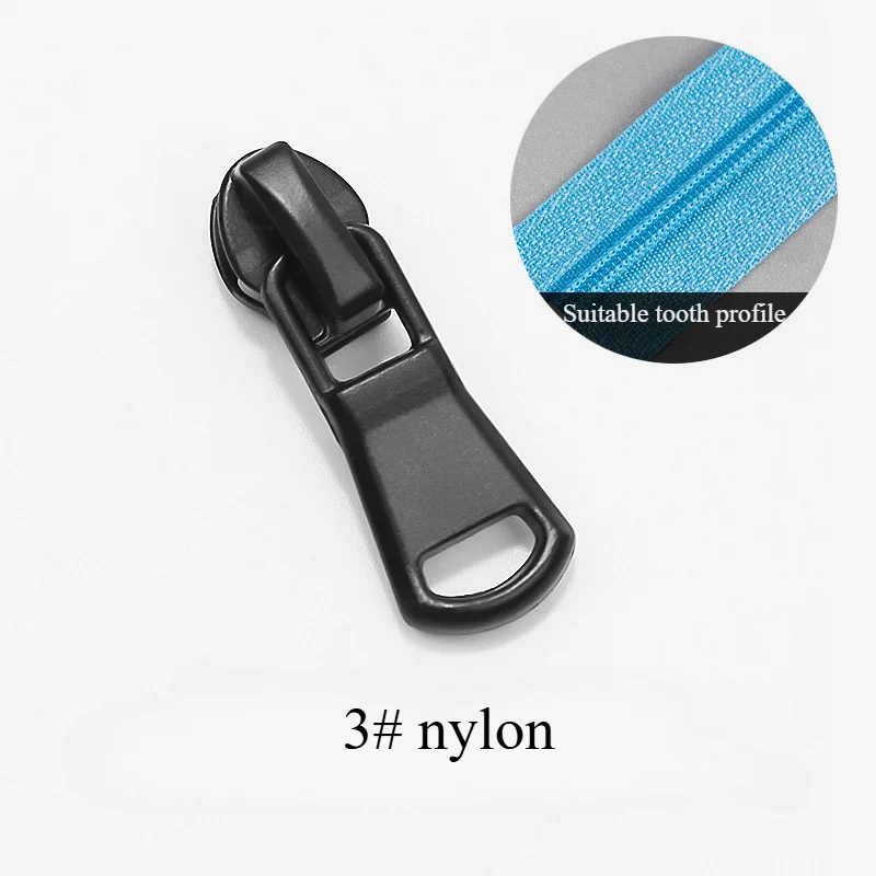 10 Stück schwarze Reißverschlüsse, 3 Größen (3 #, 5 #, 8 # Nylon- und Metallharz-Reißverschluss-Schieber, universell einsetzbar – Detail 3