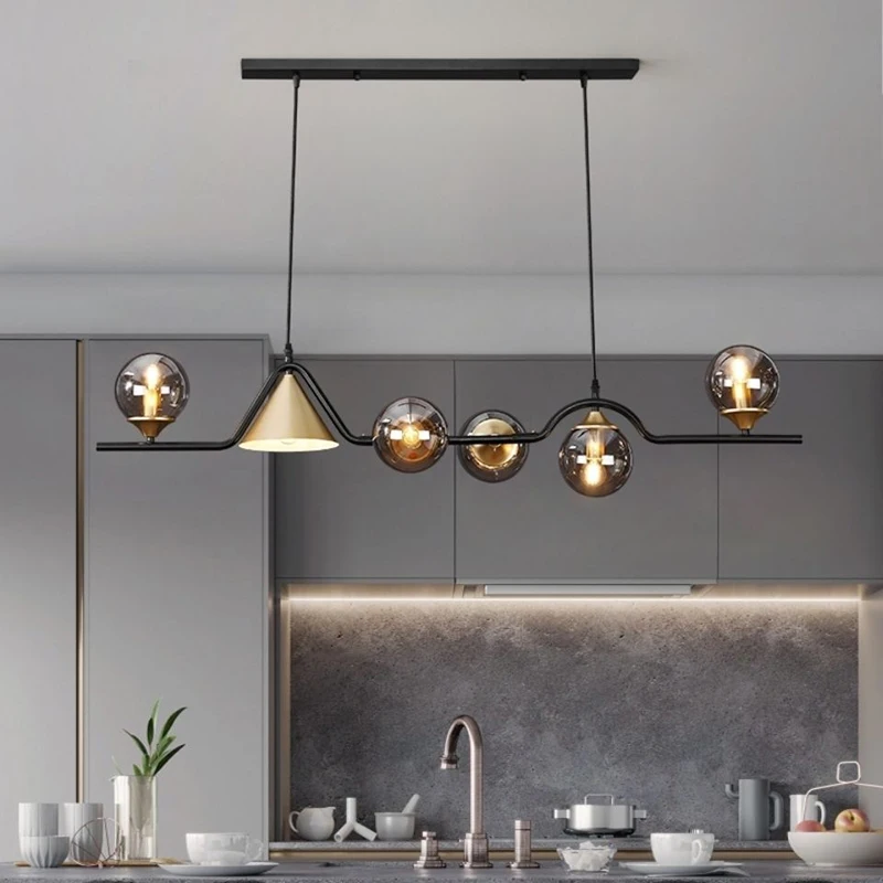 

Nordic LED Pendant Light for Dining Room Table Living Room Modern Glasses Kitchen Hanging Lamps Black Luster Luminaria