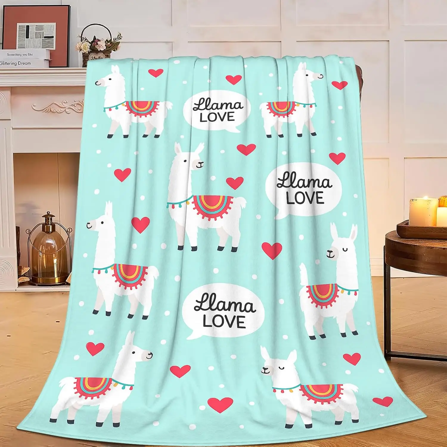 Manta de Alpaca, manta de Llamas bonita, regalos de Alpaca para mujeres y niñas, forro polar de Franela suave y acogedor, decoración de cama de felpa peluda