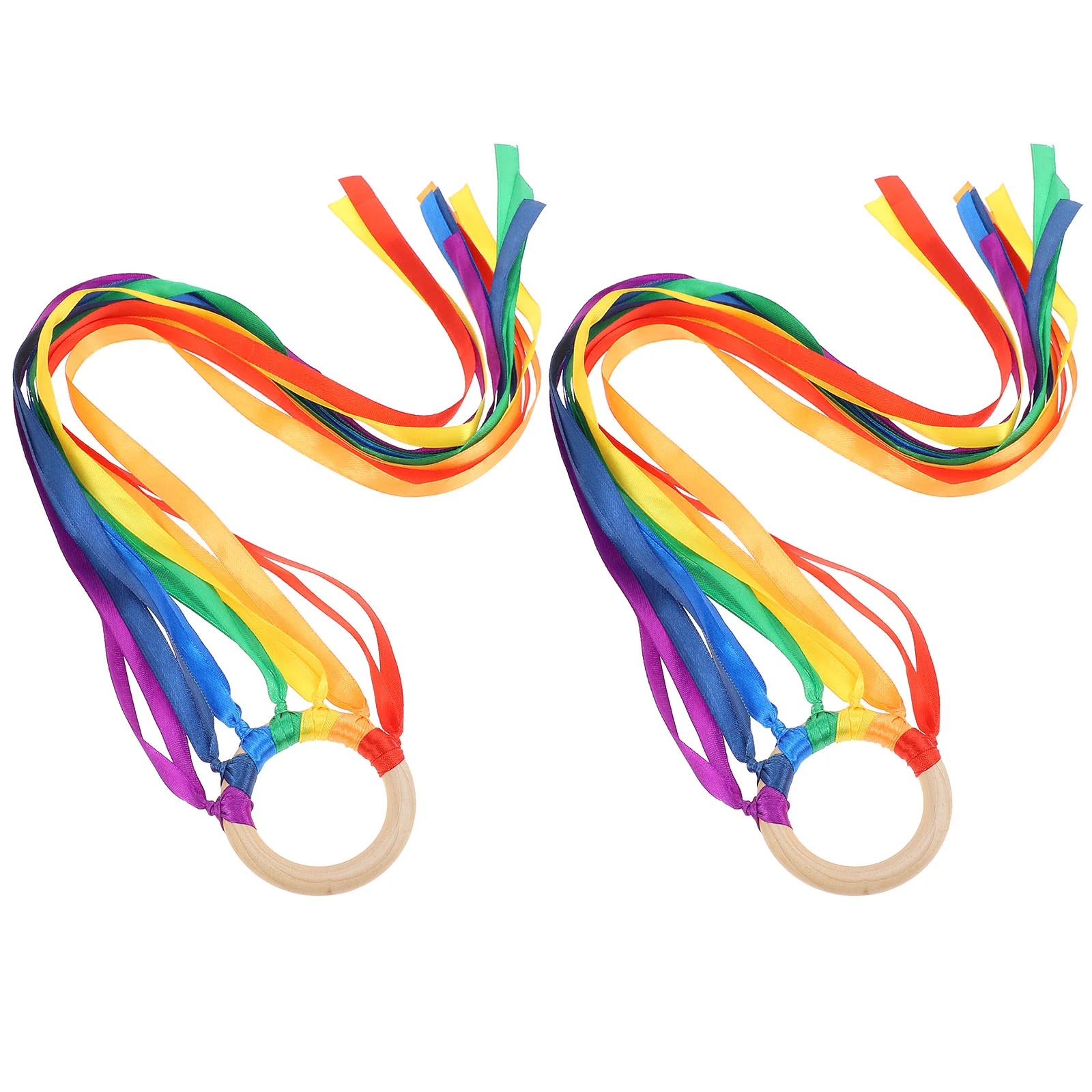 Giocattolo sensoriale stile Montessori con nastro arcobaleno Anello per nastro per bambini non tossico senza BPA I neonati sviluppano il giocattolo sensoriale per il riconoscimento dei colori