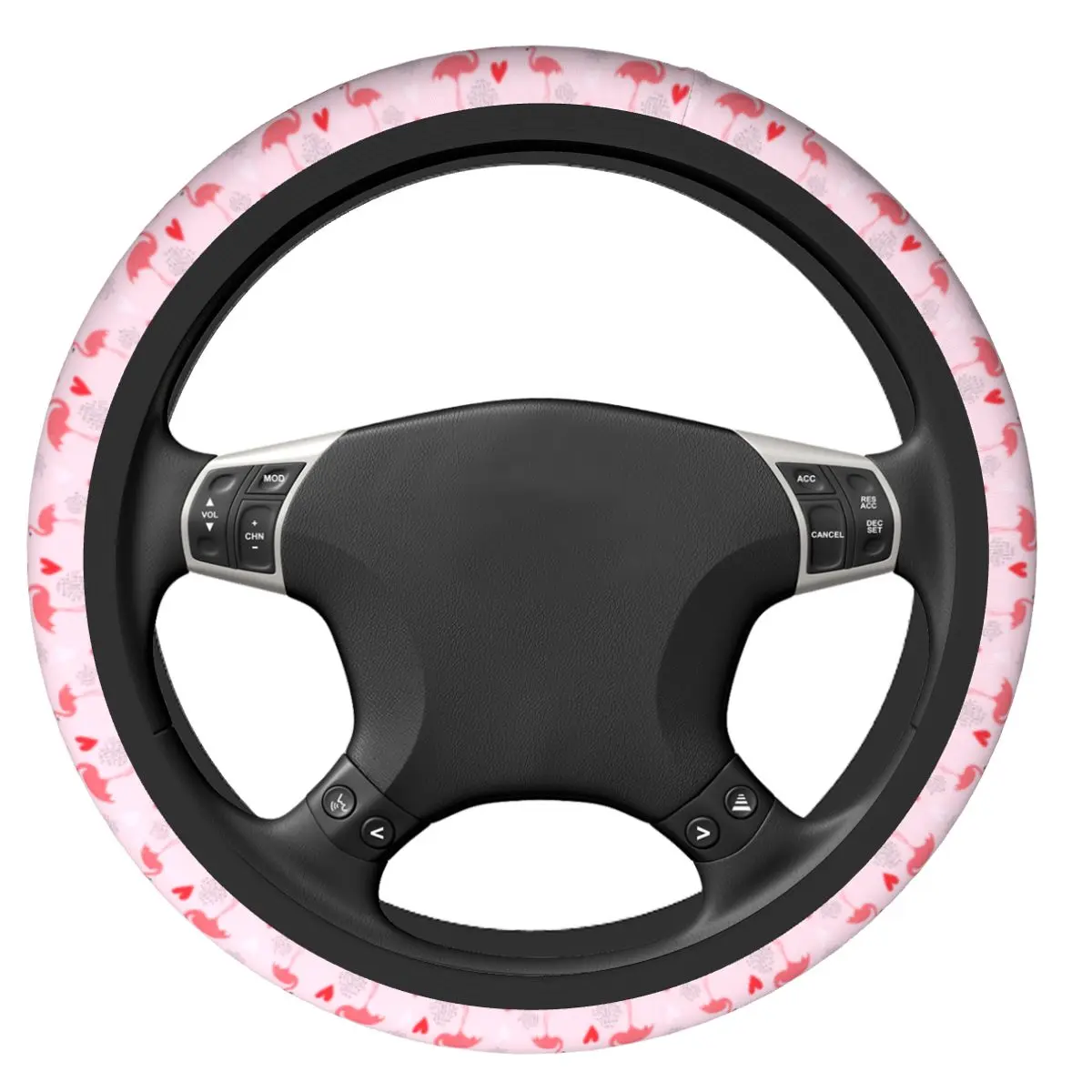 Flamingo Pattern Pink Car Steering Wheel Cover 37-38 Elastic Fashion Car-styling Interior Accessories