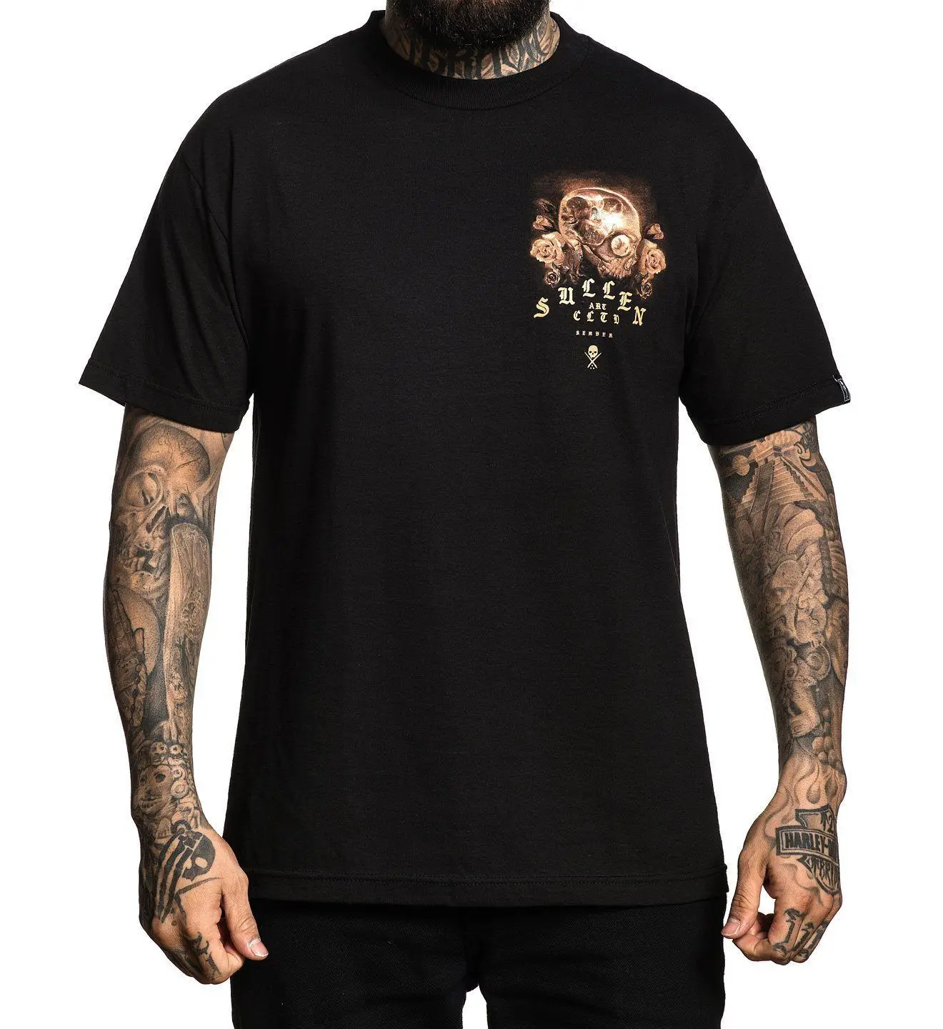 Nors Kleding Leven en Dood Schedel Rozen Tatoeages Stedelijke Kunst T-shirt SCM2106