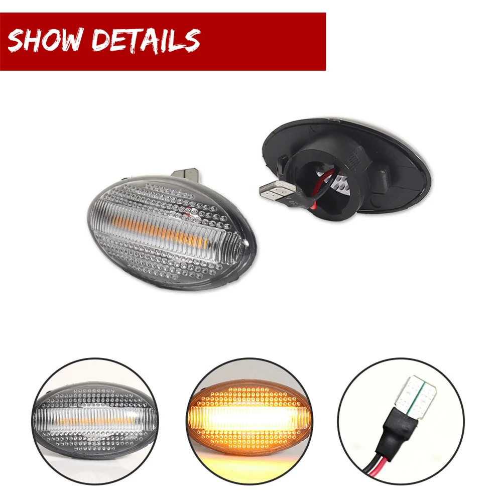 For MINI Cooper R50 R53 2002-2006 & R52 2004-2008 Dynamic Amber LED Car Turn Signal Side Marker Light Front Fender Flare Lamps