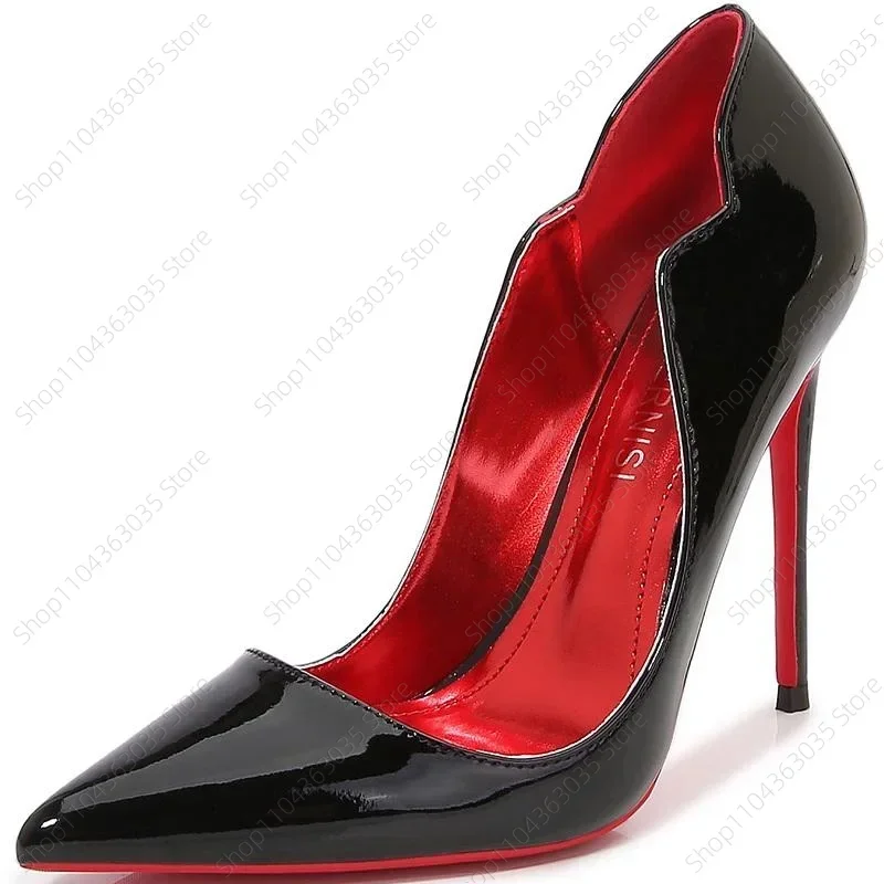 

Women Pumps Patent Leather High Thin Heel Shoes Pointed Toe V-mouth Single Shoes for Nightclub Party Wedding Banquet Tacones