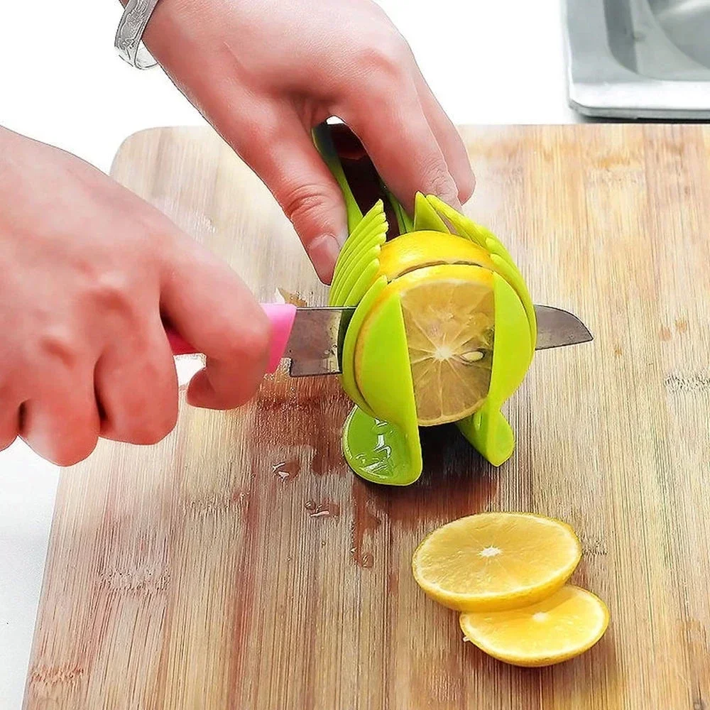 Stainless Steel Kitchen Handheld Orange Lemon Slicer Tomato Potato Cutting Clip Fruit Onion Slicer Kitchenitem Cutter Accessorie