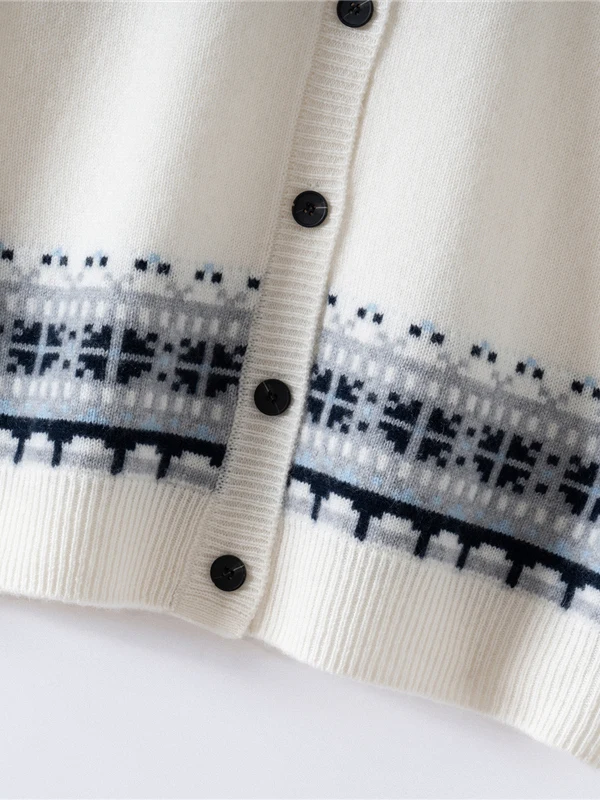 เสื้อกั๊กถักนิตติ้งผู้หญิง ผ้าผสม ทรงกลม ดีไซน์ลายดอกไม้เกล็ดหิมะ ให้ความอบอุ่น เหมาะสำหรับฤดูใบไม้ร่วงและฤดูหนาว