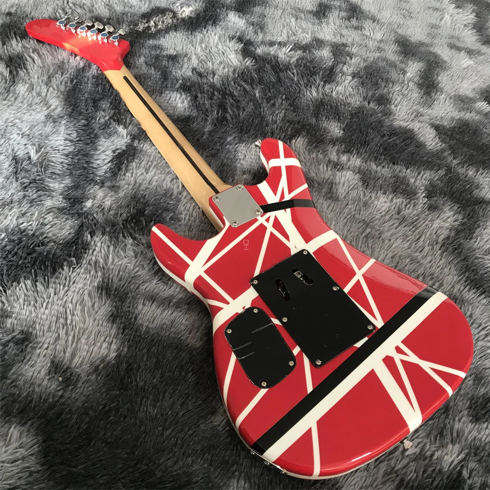 High-quality custom double-shake electric guitar red body red and white line graffiti double-shake vibrato system