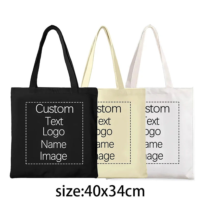40x34cm Big Shopper Canvas Bags Personalized Custom Logo Reusable Handbags Bridesmaid Bride Students Gift  Women Travel Tote Bag