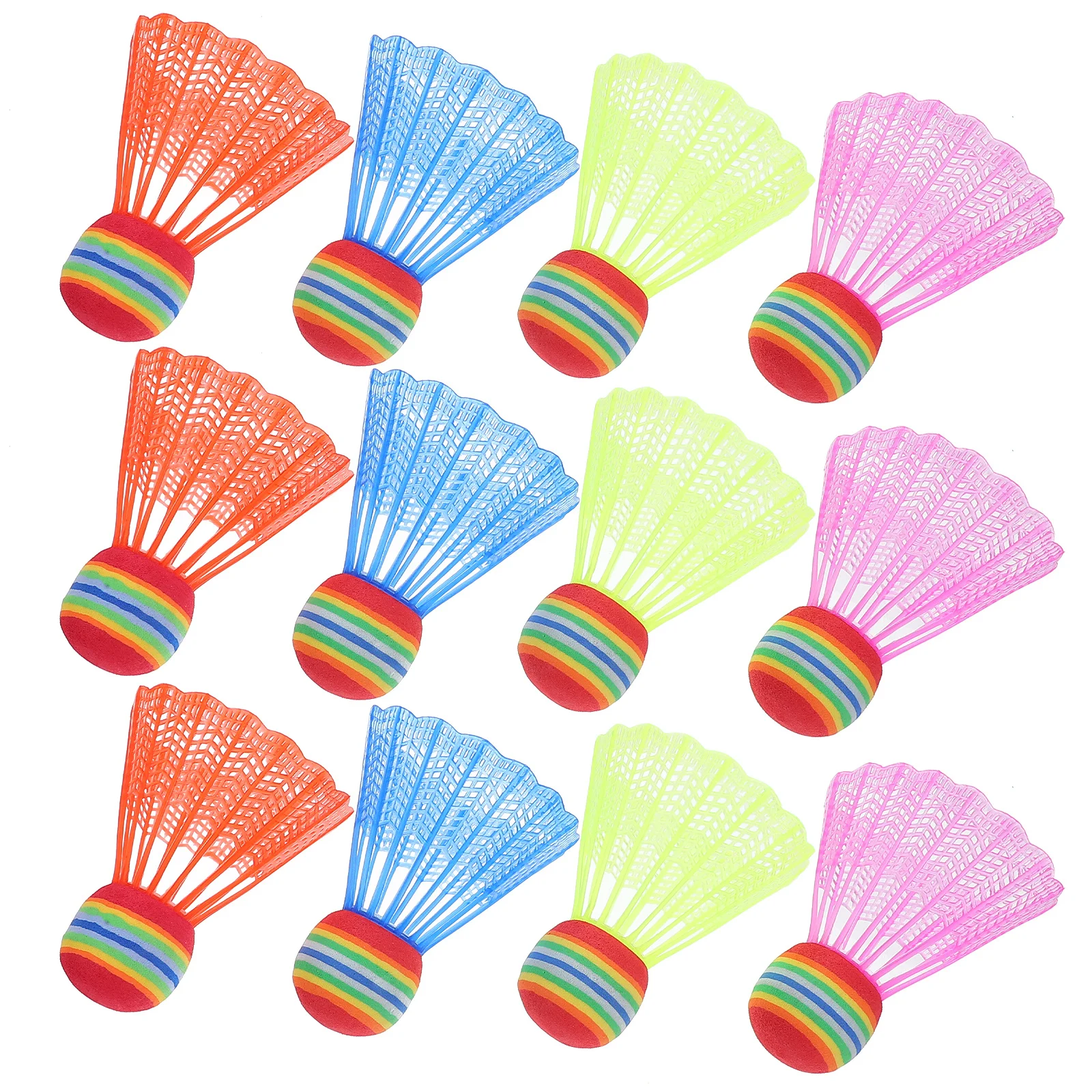 12 pcs Colorful Shuttlecock Plastic Badminton Birdie For Kids Beginner Training Practice Indoor Outdoor Lightweight Durable