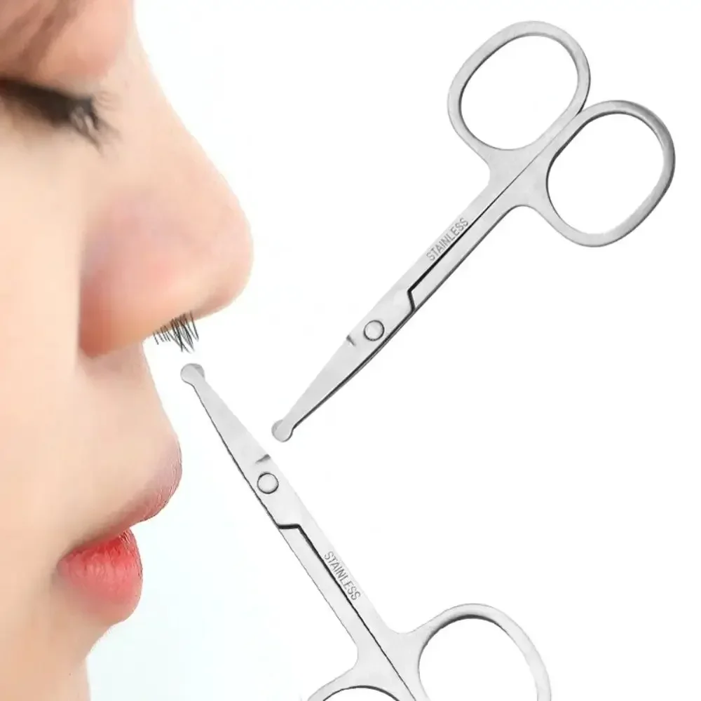 Stainless Steel Beauty Makeup Scissors Round Tip Nose Hair Scissors Pointed Eyebrow Multifunctional Facial Grooming Beauty Tools