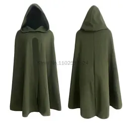 Medieval Fashion Gothic Hooded Cloak For Men Women Black Sleeveless High Fork Woolen Coat Halloween Cosplay Costume Cape