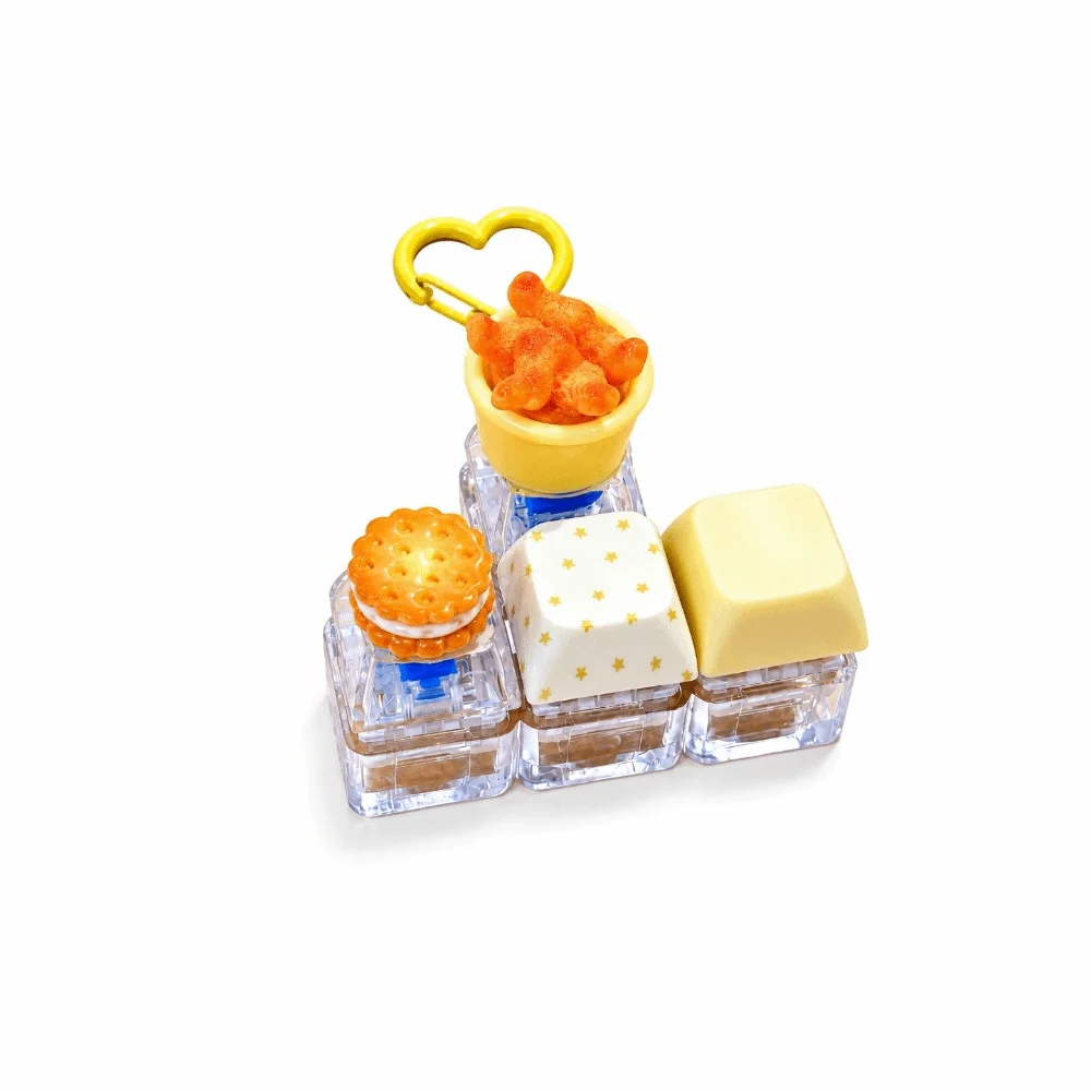 Simulated Keyboard Fidget Keychain Mini Without Light Bread Keycap Bag Charms 4 Keys Clicker Keyboard Button Bag Pendant
