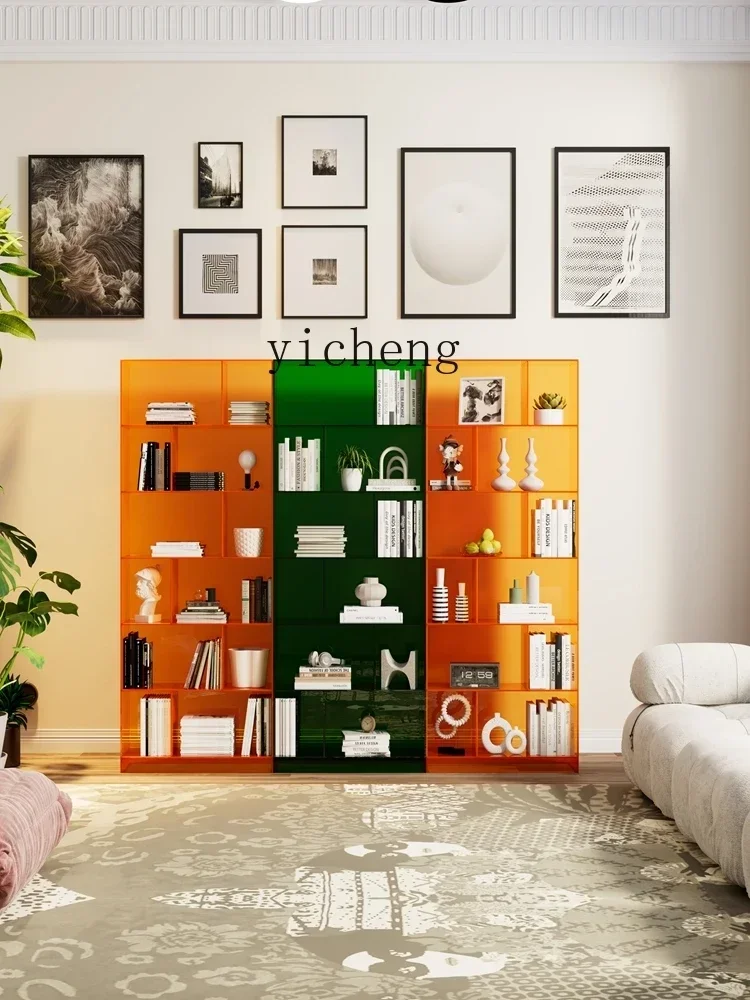 c9.22-Light Luxury Acrylic Living Room Combination Book Cabinet Multi-Layer Storage Display Stand