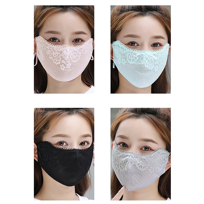 قناع دانتيل واقي من الشمس جيد التهوية ، مظلة أحادية اللون ، غطاء وجه ، حماية من أشعة الشمس ، حزام قابل للتعديل