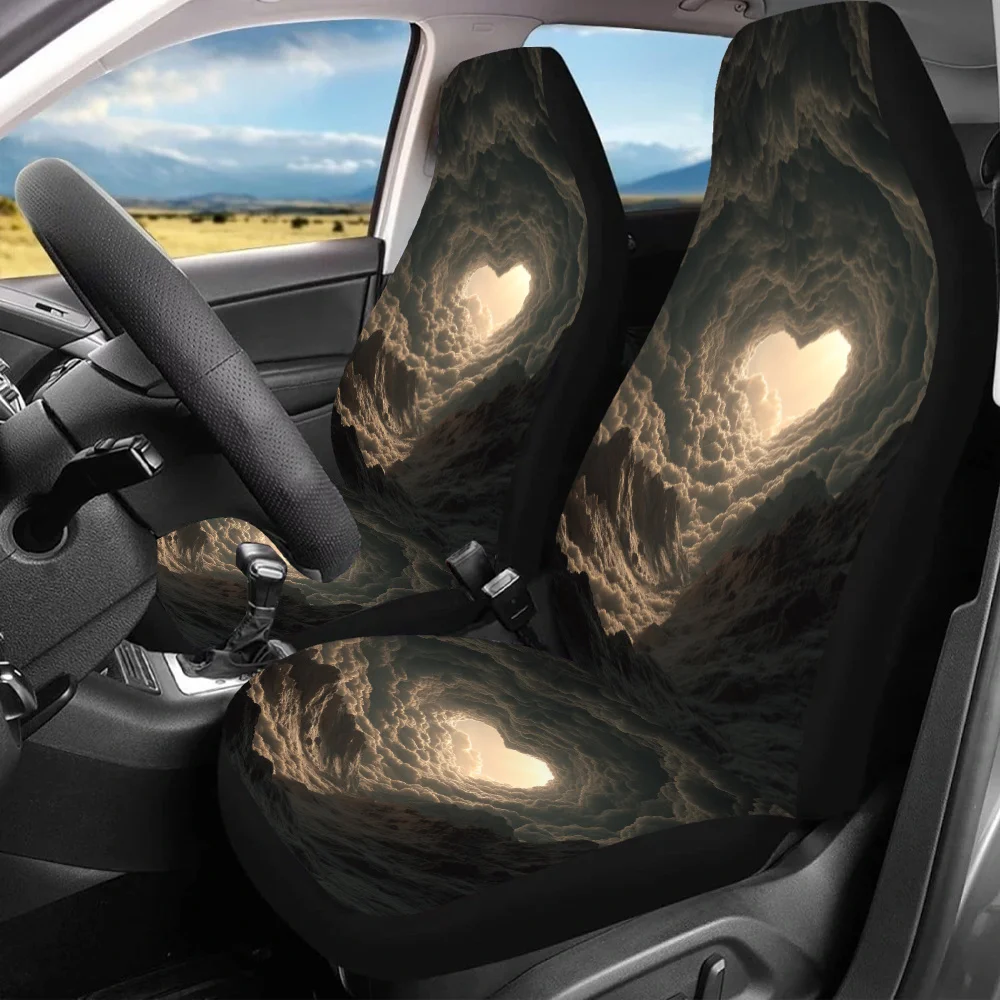 Set Of 2 - Cloud Tunnel Escape, Printed Covers Suitable For All, Car Additions Designed For Women, Universal Front Protectors Co