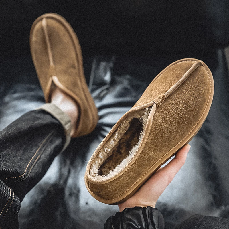 Winter Shoes For Men Boots Slip On Warm Fur Winter Sneakers Men Snow Boots Waterproof Ankle Boots Chaussure Homme Men