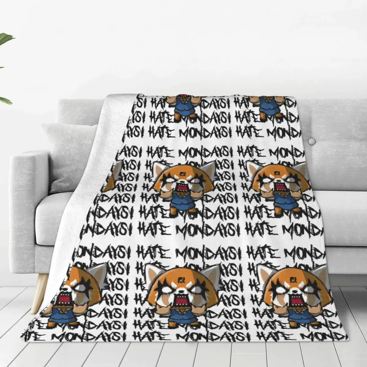 Aggretsuko Aggressive Retsuko I Hate Monday Blankets Picnic Flannel Throw Blanket For Bedroom Soft Customized Quality Bedspread