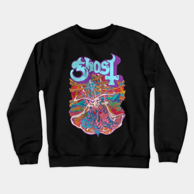 

Autumn and Winter Psychedelic Ghost - Themed Cotton Crew Neck Sweatshirt This Eye - Catching Design Features The Word
