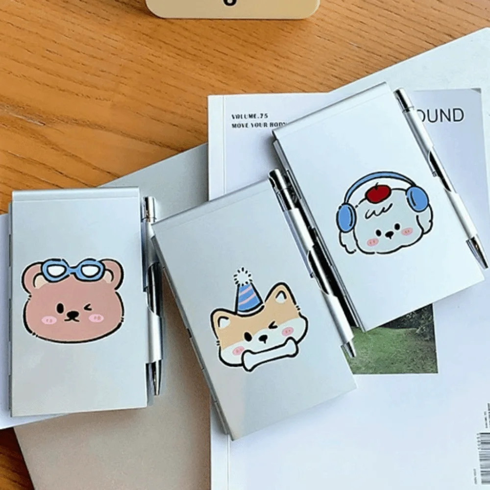 Refillable Paper Pocket Notebook Aluminum Cover Lightweight Design Metal Notepad Pen Holder Portable Size Portable Notebook