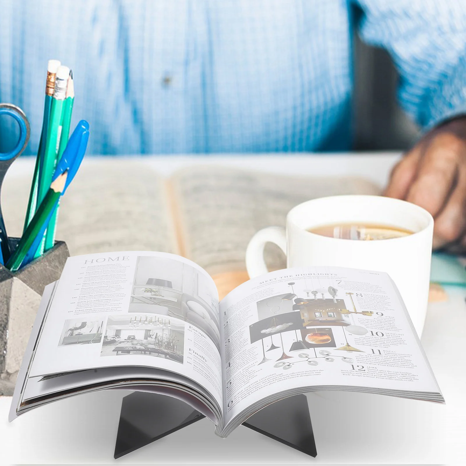 

1 set 1 Set Acrylic X Shape Book Stand For Reading Cooking Recipes Display Magazine Holder Home Kitchen Decor Book Storage Rack