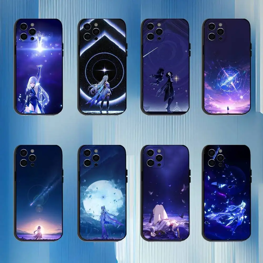 

G-Genshin S-Skirk Impact Phone Case For iPhone 16,15,14,13,12,11 Plus,Pro Max, Others Soft Black Cover