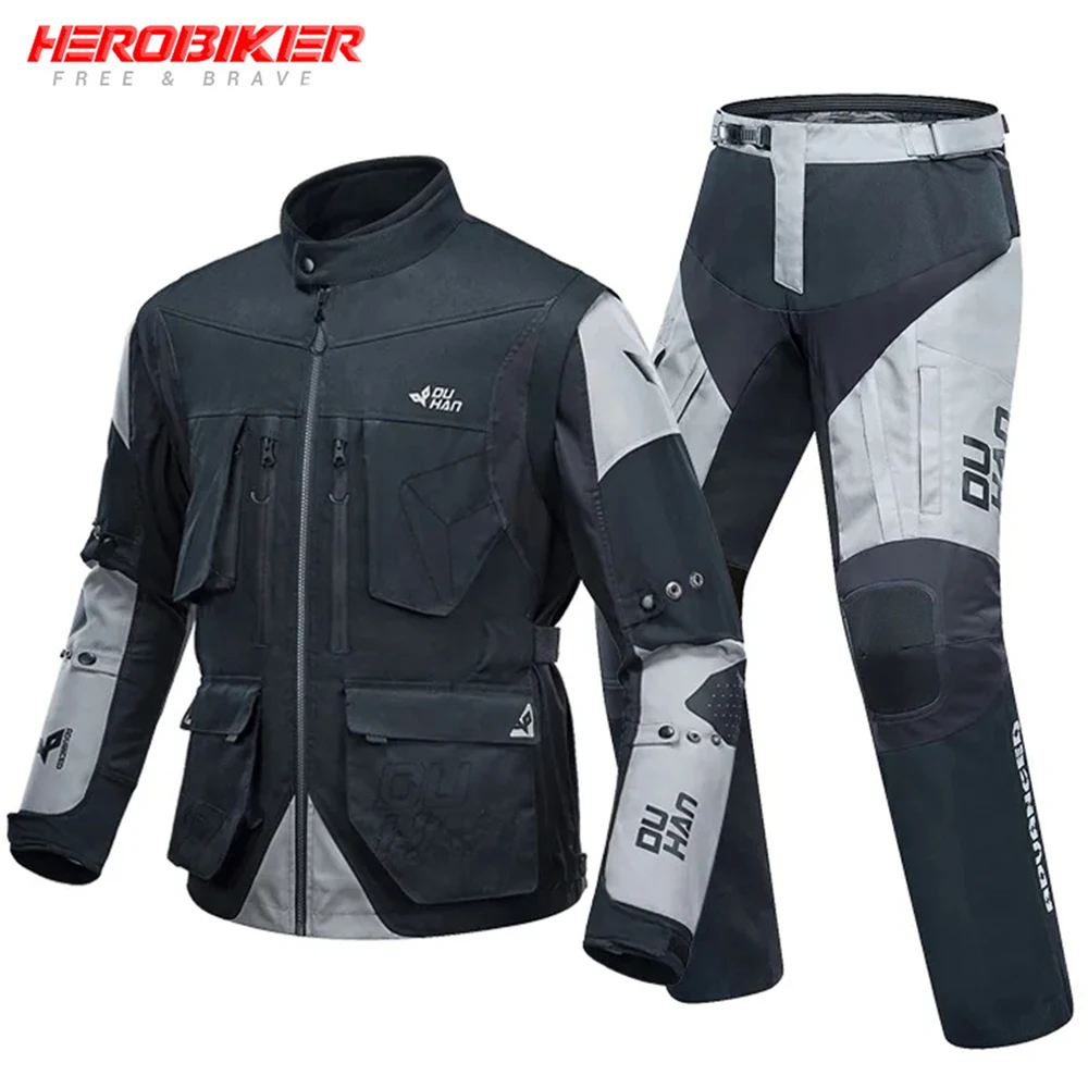 

DUHAN Motorcycle Jacket Rally Clothing Men Breathable Abrasion Resistant Moto Jacket Protection Motocross Outdoor Cycling Suit