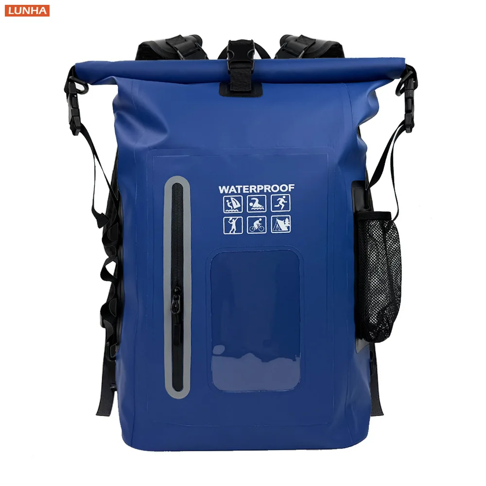 waterproof-backpack-25l-pvc-dry-bag-with-reflective-strip-roll-top-floating-daypack-for-kayaking-fishing-rafting-camping-cycling