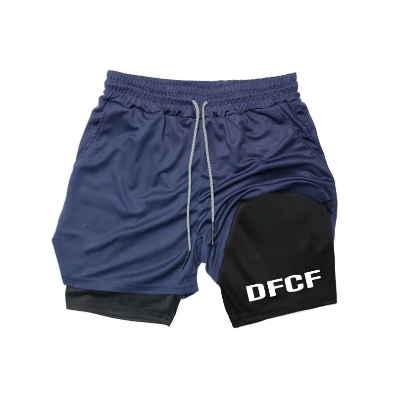 Men's Compression Summer Gym Fitness Running Training Sports Shorts Two-In-One Mesh Breathable Quick-Drying Comfortable Elastic