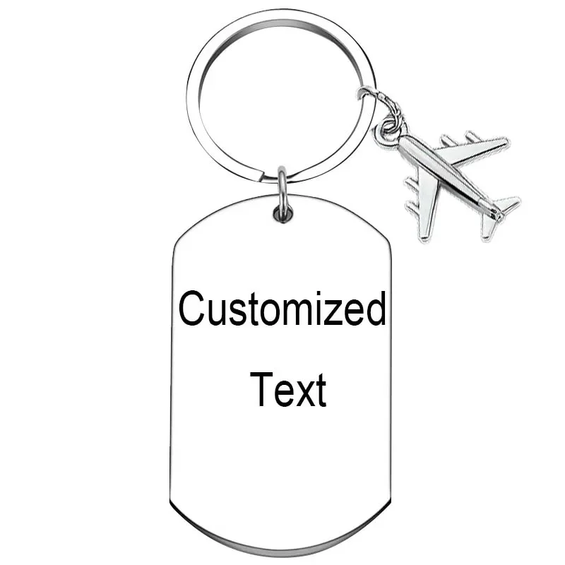 

Personalized Custom Keychain Plane Fly Safe Key chain Pilot Boyfriends Husband Gifts key rings Dad Fathers Day Gift