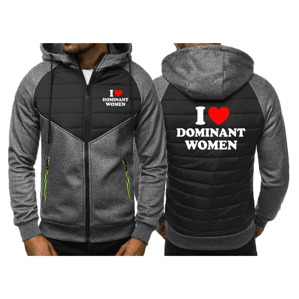 I Love Dominant Women Graphic Men's Casual Jacket Cotton Parka Coat Autumn Thin Hooded Cotton Padded Jacket Windproof Hoodies