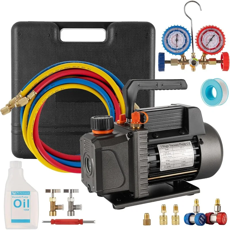 

Vacuum Pump 3.5CFM 1/4HP Single Stage Air Vacuum Pump HVAC