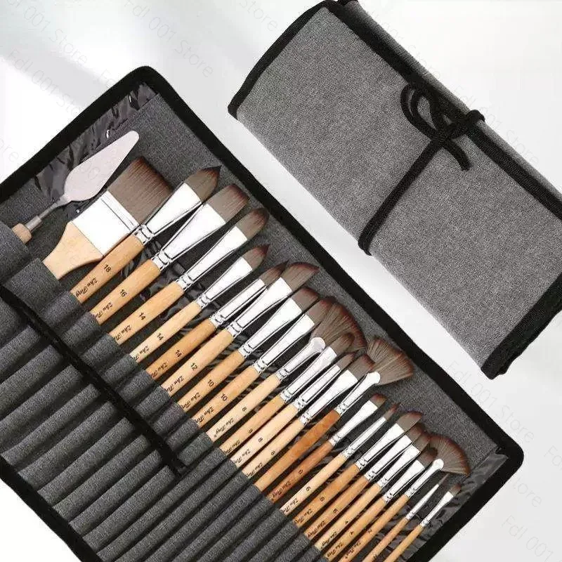 For Brush Set 24-piece Set Log Brush Art Studio Pen Curtain Oil Brush Set Oil