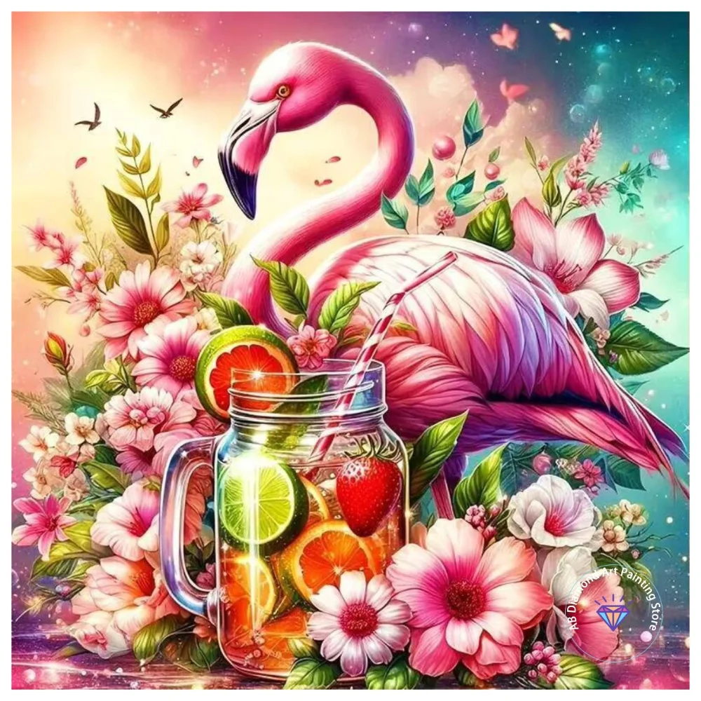 

Flamingo AB Diamond Painting Kit Square Round Diamond 5D DIY Animal Mosaic Handmade Art Adult Exquisite Gift Crafts Home Decor