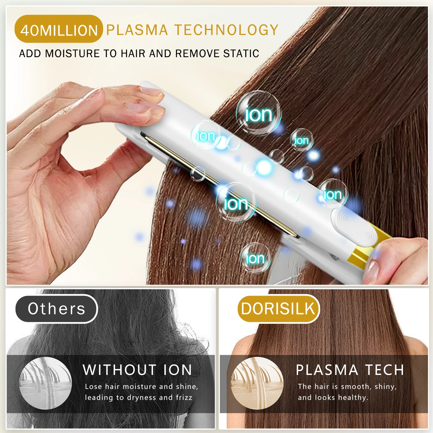 Mirror Titanium Plate Hair Flat Iron with Plasma Keratin Treatment for Frizzy Hair Recovers the Damaged Hair Straightener view 5