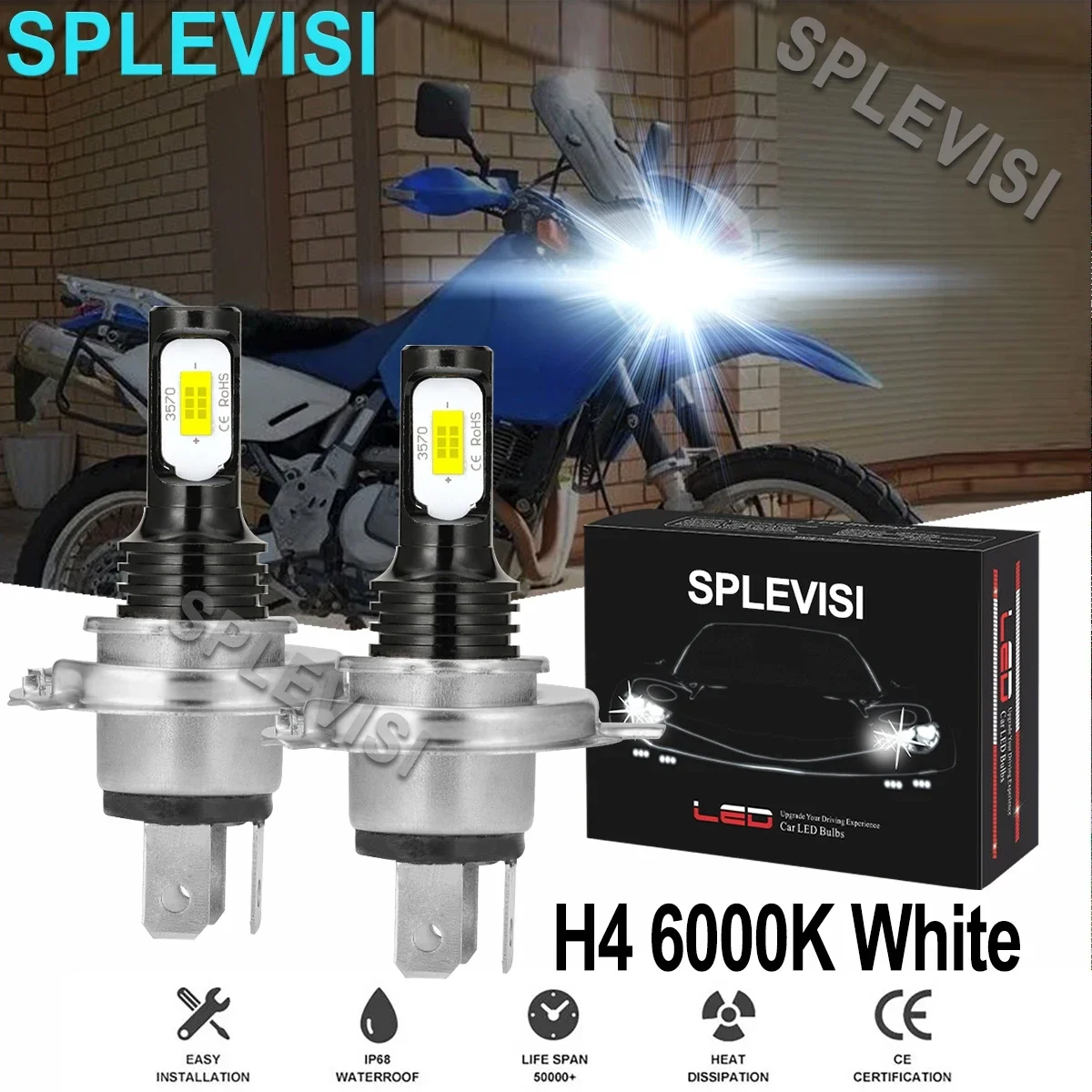 2x 70W White LED motorcycle headlight For Suzuki DR650SE DR650 SE 1990-2010 2011 2012 2013 2014 2015 2016 2017 2018 2019