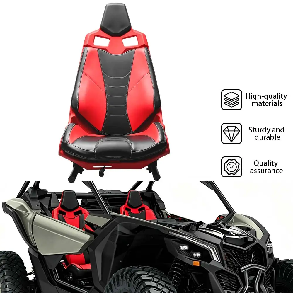 Asientos Deportivos Ajustables Tipo Butaca para UTV Can-Am Maverick X3 MAX Turbo R RR DS X RS MR RC 2017-2026, PU Negro Rojo, Asiento de Carreras