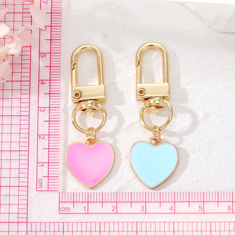 Multicoloured Enamel Heart Keychain Keyring Friend Lovers Couple Cute Romantic Love Bag Car Airpods Box Key Accessories Jewelry