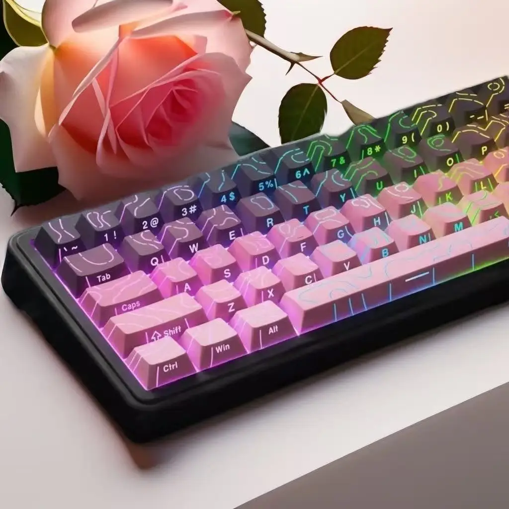 

98 Keys Contour 4.0 keycaps Side Print PBT Keycaps 5 Side Dye-Sub Cherry Profile Key Cap For Cherry MX Gamer Mechanical Keyboard