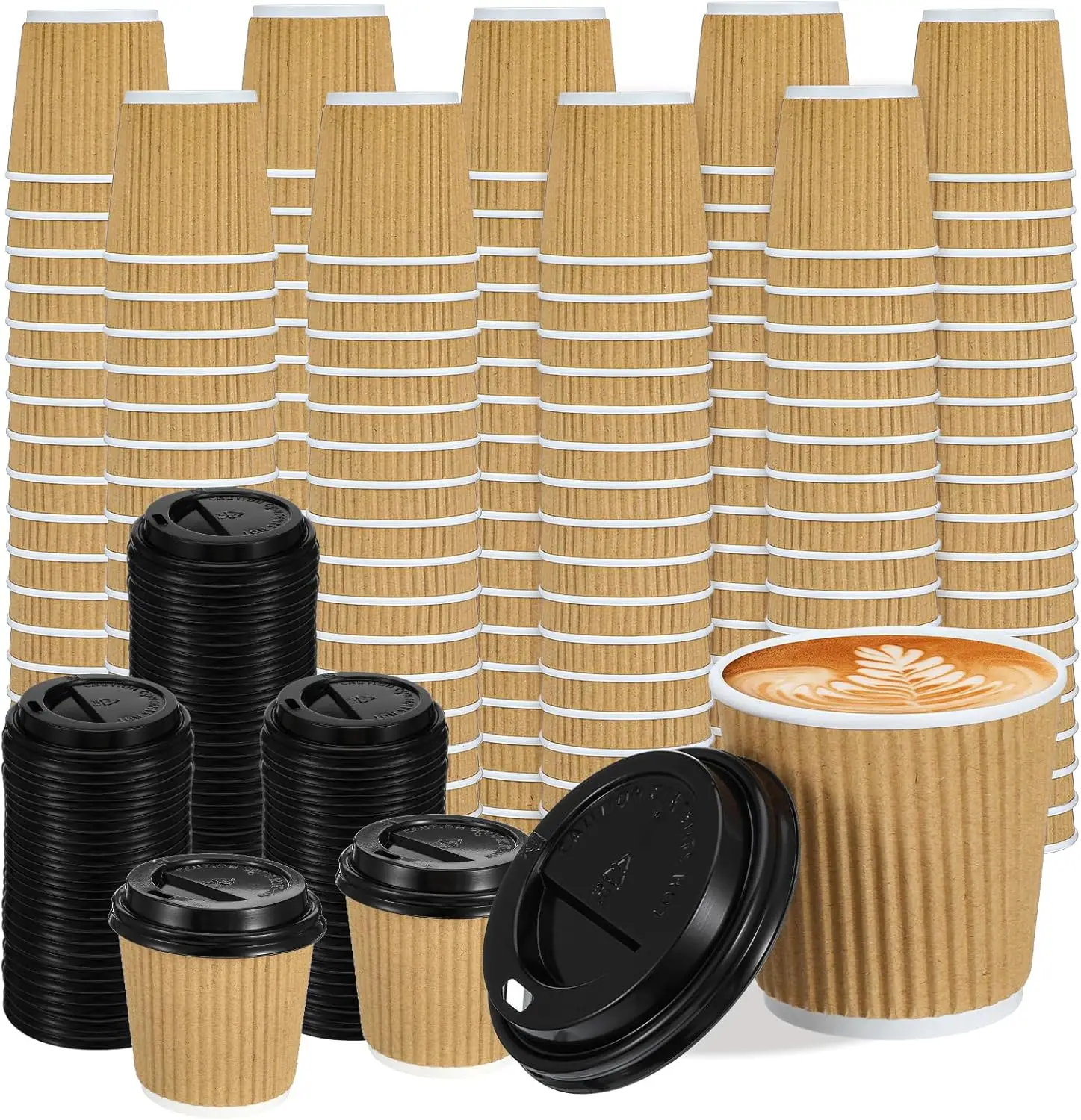 

100 Set 4oz Disposable Espresso Cups with Lids, Corrugated Paper & Plastic, Ideal for Home Use