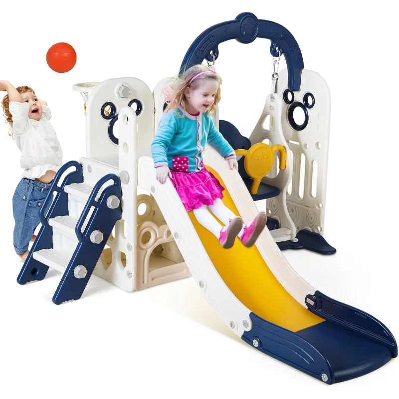 

Качели Arlopu для детей, альпинист-слайдер 6 в 1, с мячом и обручем, место для хранения вещей, усиленное основание на присоске