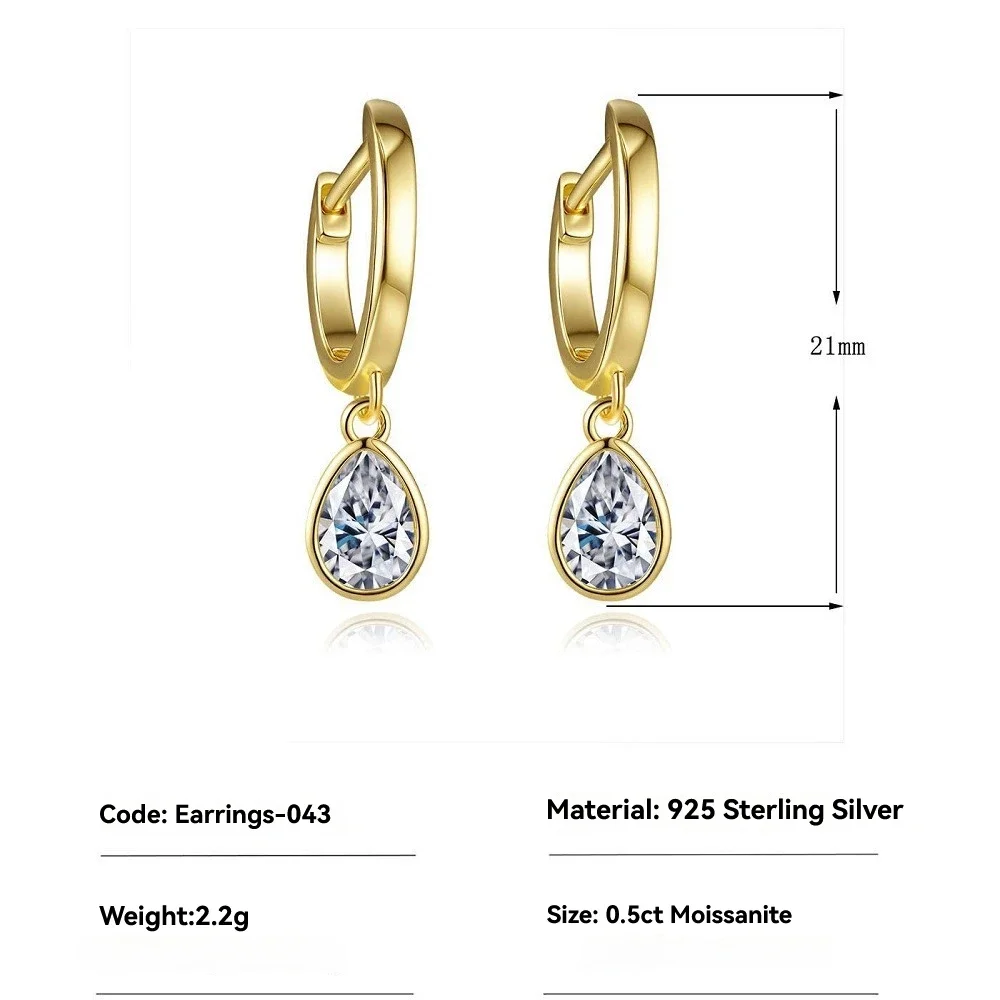 

Роскошные сверкающие женские серьги-капли с муассанитом 0,5 карата, позолоченные свадебные серьги и свадебные украшения в подарок на помолвку