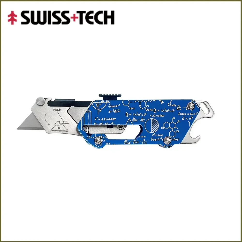 Zwitsers Tech Pocket Utility Knife Multitool 2-in-1, ontgrendelmes, doosopener, papiersnijder, EDC multifunctioneel gereedschap