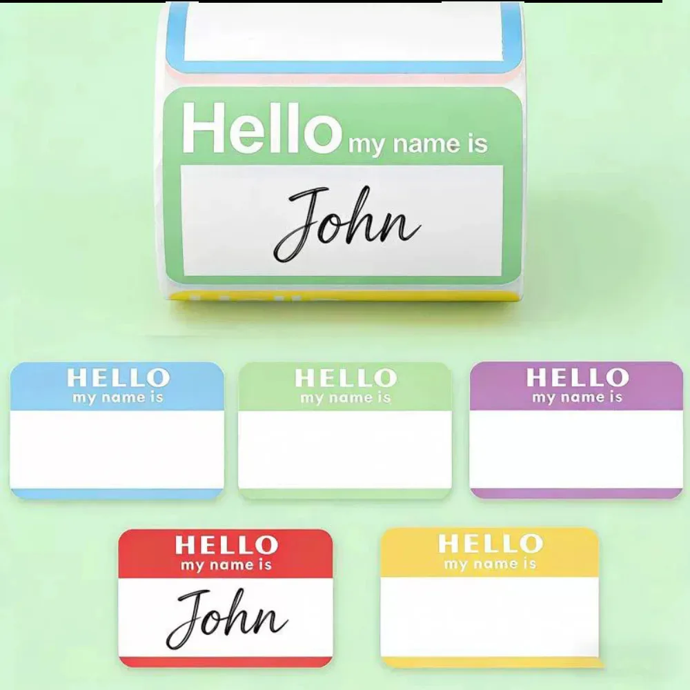 

300Pcs/Roll Name Tags Stickers Hello My Name Is Labels for Office Meeting School Home Decoration Art DIY Ornament Room Adhesive